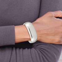 Sterling Silver Polished 21mm Domed Cuff Bangle view 4