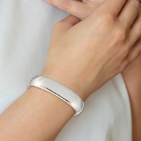 Sterling Silver Polished 14mm Domed Cuff Bangle view 4