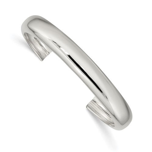Sterling Silver Polished 9mm Domed Cuff Bangle
