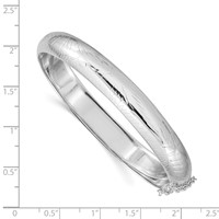 Sterling Silver Rhodium-plated Diamond-cut 9.5mm Hinged Bangle Bracelet with Safety Chain view 3