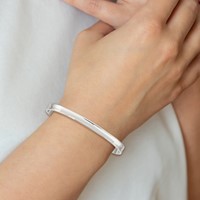 Sterling Silver Polished 5mm Concave Cuff Bangle view 4