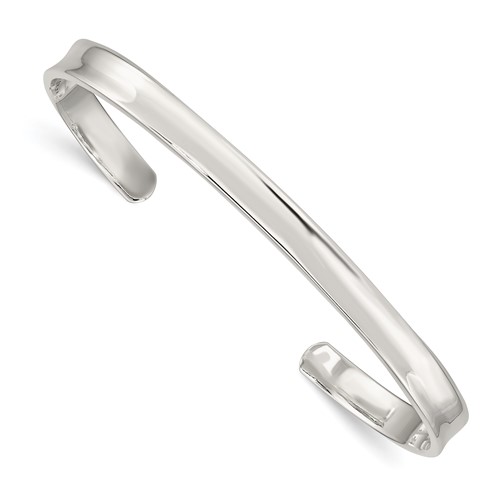 Sterling Silver Polished 5mm Concave Cuff Bangle