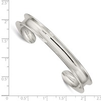 Sterling Silver Polished 8.5mm Concave Cuff Bangle view 3