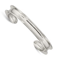 Sterling Silver Polished 8.5mm Concave Cuff Bangle view 1
