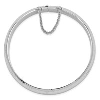 Sterling Silver Rhodium-plated Diamond-cut 12mm Hinged Bangle Bracelet Chain with Safety view 2