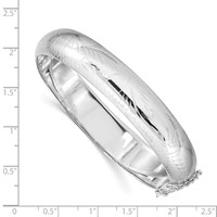 Sterling Silver Rhodium-plated Diamond-cut 12mm Hinged Bangle Bracelet Chain with Safety view 3