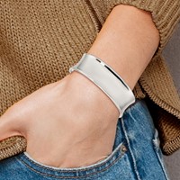 Sterling Silver Polished 20mm Concave Cuff Bangle Bracelet view 4
