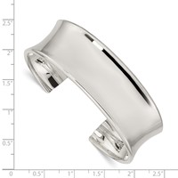Sterling Silver Polished 20mm Concave Cuff Bangle Bracelet view 3