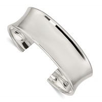 Sterling Silver Polished 20mm Concave Cuff Bangle Bracelet view 1