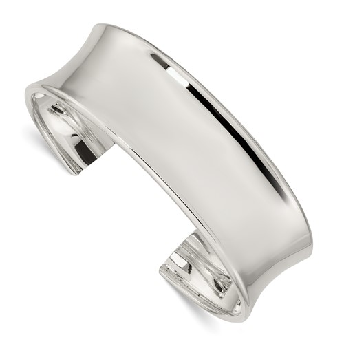 Sterling Silver Polished 20mm Concave Cuff Bangle Bracelet