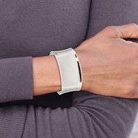 Sterling Silver Polished 30mm Concave Cuff Bangle Bracelet view 4