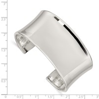 Sterling Silver Polished 30mm Concave Cuff Bangle Bracelet view 3