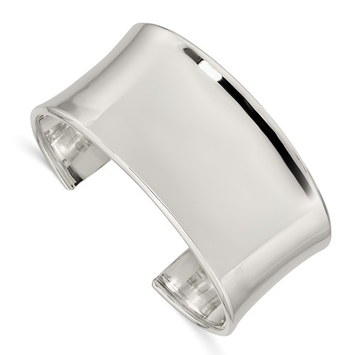 Sterling Silver Polished 30mm Concave Cuff Bangle Bracelet