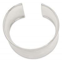 Sterling Silver Polished 50mm Concave Cuff Bangle Bracelet view 2