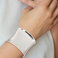 Sterling Silver Polished 50mm Concave Cuff Bangle Bracelet view 4