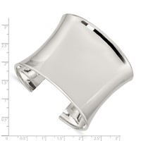 Sterling Silver Polished 50mm Concave Cuff Bangle Bracelet view 3