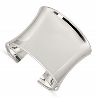 Sterling Silver Polished 50mm Concave Cuff Bangle Bracelet view 1
