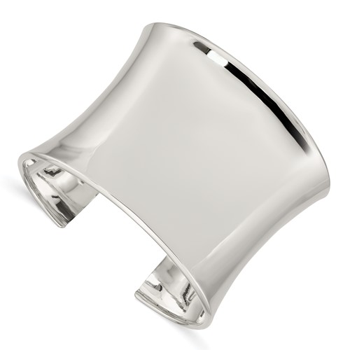 Sterling Silver Polished 50mm Concave Cuff Bangle Bracelet