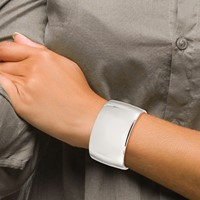 Sterling Silver Polished 40mm Cuff Bangle Bracelet view 4