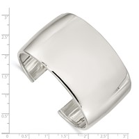 Sterling Silver Polished 40mm Cuff Bangle Bracelet view 3