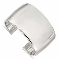 Sterling Silver Polished 40mm Cuff Bangle Bracelet view 1