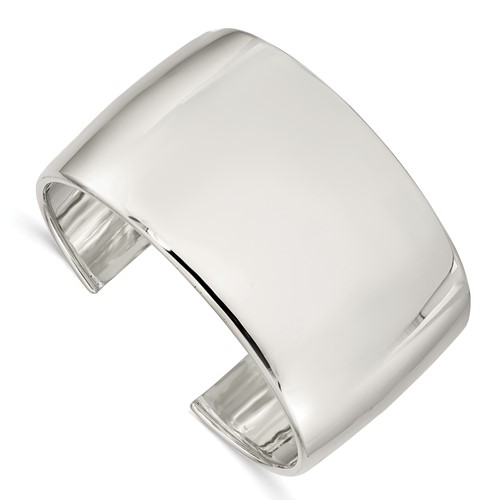 Sterling Silver Polished 40mm Cuff Bangle Bracelet