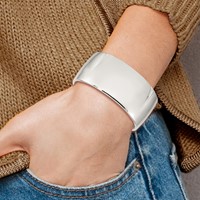 Sterling Silver Polished 30mm Cuff Bangle Bracelet view 4