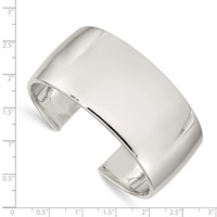 Sterling Silver Polished 30mm Cuff Bangle Bracelet view 3