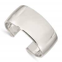 Sterling Silver Polished 30mm Cuff Bangle Bracelet view 1