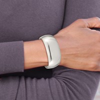 Sterling Silver Polished 28.5mm Domed Cuff Bangle Bracelet view 4