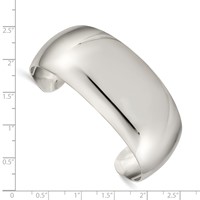 Sterling Silver Polished 28.5mm Domed Cuff Bangle Bracelet view 3