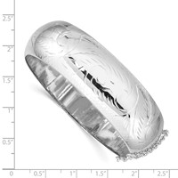 Sterling Silver Rhodium-plated Diamond-cut 20mm Hinged Bangle Bracelet Chain with Safety view 3
