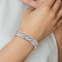 Sterling Silver Antiqued 12.5mm Celtic Design Cuff Bangle Bracelet view 4