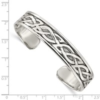Sterling Silver Antiqued 12.5mm Celtic Design Cuff Bangle Bracelet view 3