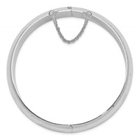 Sterling Silver Rhodium-plated Diamond-cut 15mm Hinged Bangle Bracelet Chain with Safety view 2