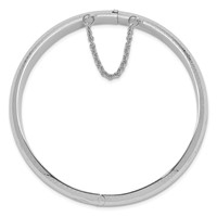 Sterling Silver Rhodium-plated Diamond-cut 10.25mm Hinged Bangle Bracelet Chain with Safety view 2