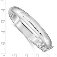 Sterling Silver Rhodium-plated Diamond-cut 10.25mm Hinged Bangle Bracelet Chain with Safety view 3