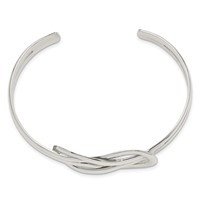 Sterling Silver Polished Infinity Knot Design Cuff Bangle view 2
