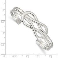 Sterling Silver Polished Infinity Knot Design Cuff Bangle view 3