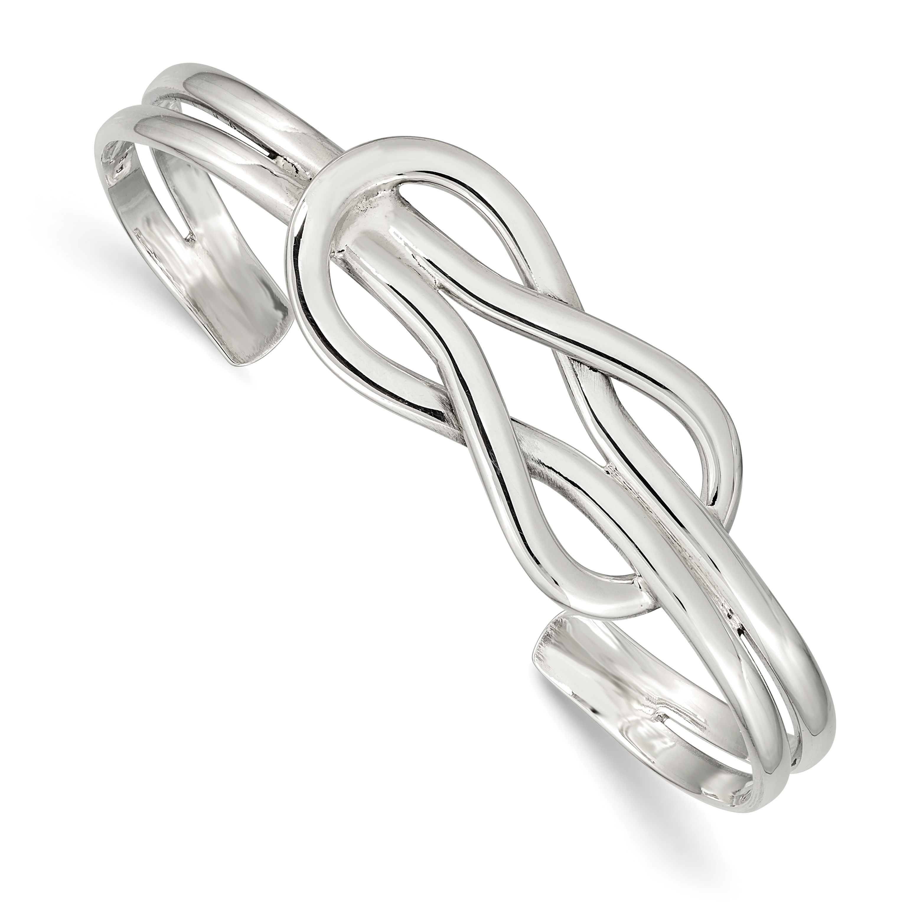Sterling Silver Knot Design Cuff Bangle (QB384)