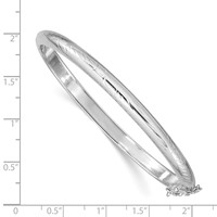 Sterling Silver Rhodium-plated Diamond-cut 5mm Hinged Bangle Bracelet Chain with Safety view 3