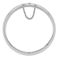 Sterling Silver Rhodium-plated Polished Domed 12mm Hinged Bangle Bracelet Chain with Safety view 2