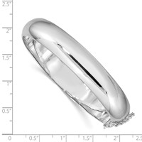 Sterling Silver Rhodium-plated Polished Domed 12mm Hinged Bangle Bracelet Chain with Safety view 3
