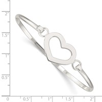 Sterling Silver Polished Heart Hook Closure Bangle Bracelet view 3