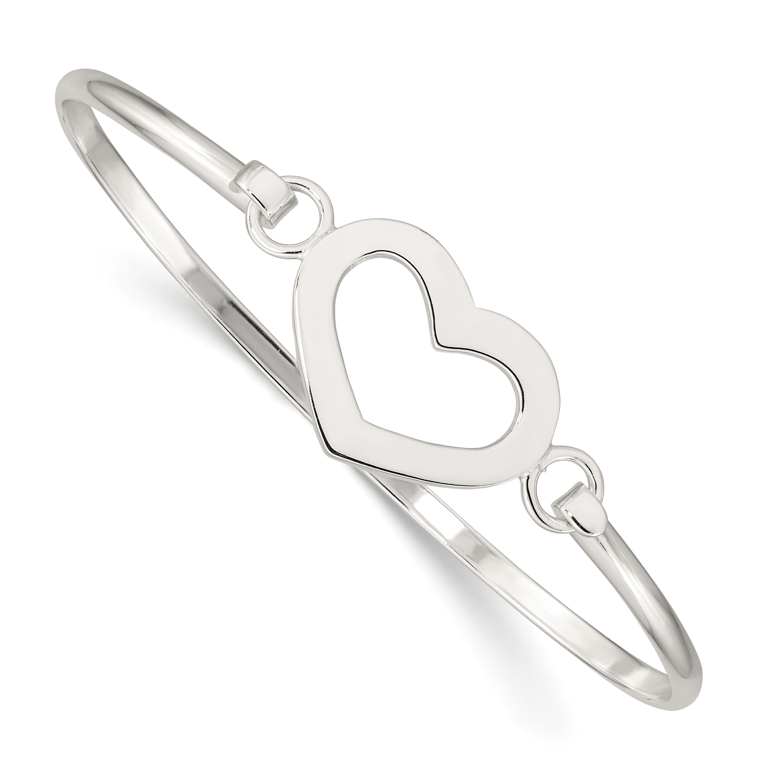 Sterling Silver Heart Bangle Bracelet (QB407)