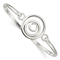 Sterling Silver Mutli-circle Hook Closure Flexible Bangle Bracelet view 1