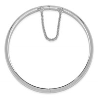 Sterling Silver Rhodium-plated Polished 5mm Hinged Bangle Chain with Safety view 2