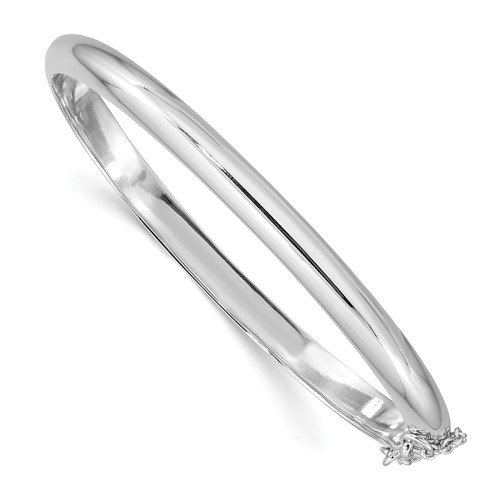 Sterling Silver Rhodium-plated Polished 5mm Hinged Bangle Chain with Safety