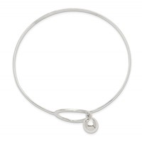 Sterling Silver Circle Hook Closure Flexible Bangle Bracelet view 2