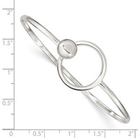 Sterling Silver Circle Hook Closure Flexible Bangle Bracelet view 3